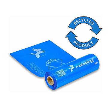Roll with 250 ROBIDOG recycled dog waste bags blue