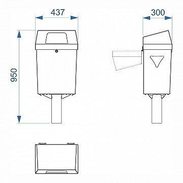 Technische tekening hondentoilet «NOVO» vrijstaand model 1002-10
