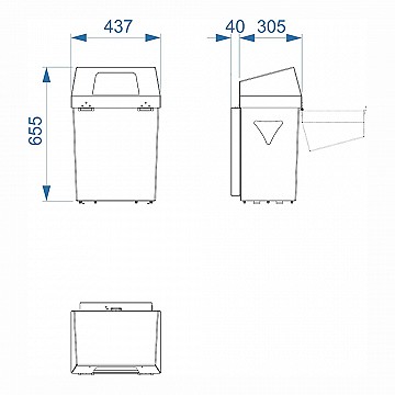 Technische tekening hondentoilet «NOVO» wandmodel 1012-10