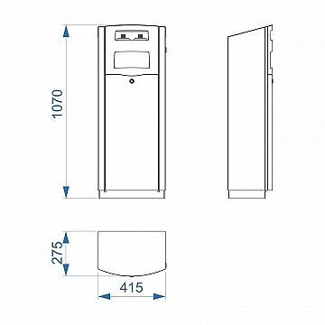 Dimensionen Abfallbehälter VENTURA 60 mit Ascher