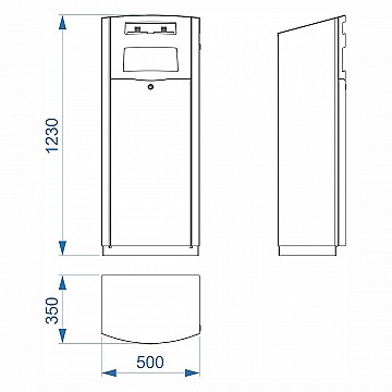 Afmetingen afvalbak VENTURA 110 met asbak