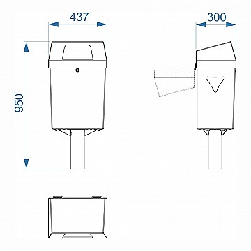 Technical drawing «NOVO» standing-model dog toilet 1002-10