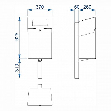 Dimensioni contenitore per rifiuti pubblici TANGO 35